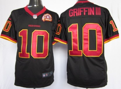 Cost-effective Nike Washington Redskins #10 Robert Griffin III Black Game 80TH Jerseys mature generous online store